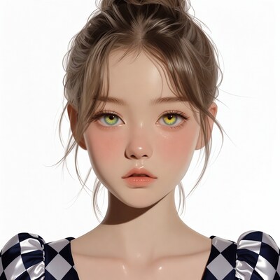 Young woman with green eyes