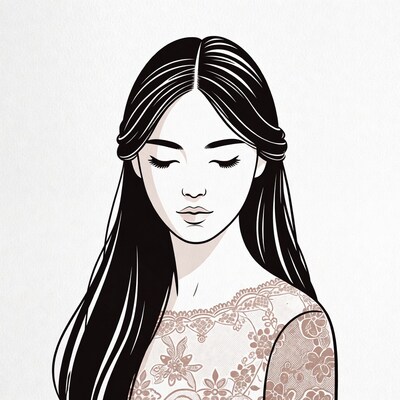 Woman with long dark hair