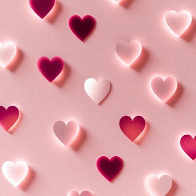 Pink hearts on pink background