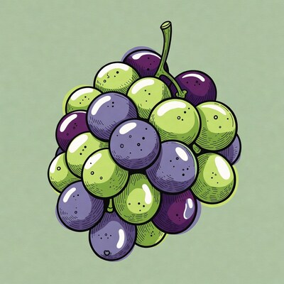 Bunch of green and purple grapes