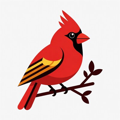 Red cardinal bird on branch