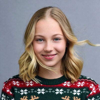 Young woman in Christmas sweater