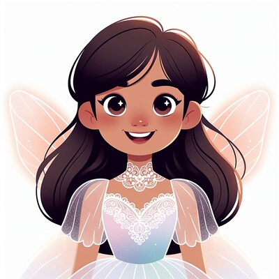 Smiling fairy girl with wings