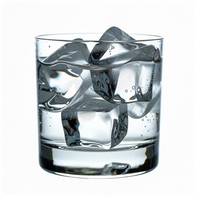 Glass of ice cubes