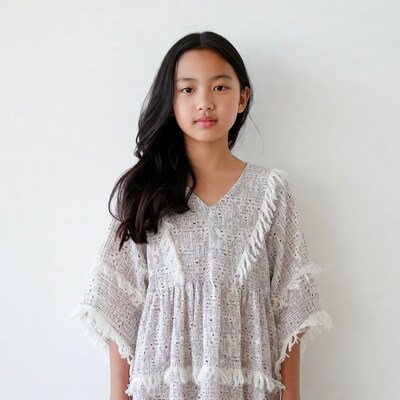 Young Asian girl in white top