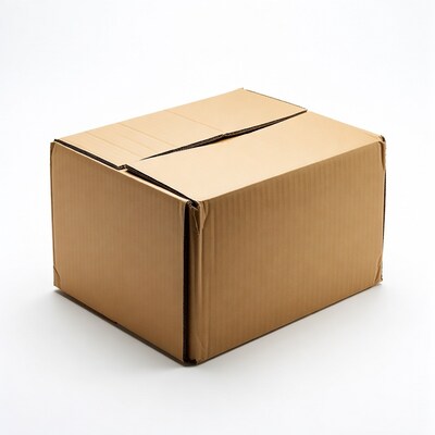 Cardboard box on white background