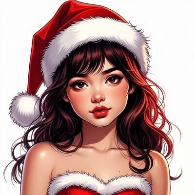 Woman in Santa Hat
