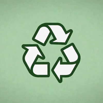 Green recycling symbol on background