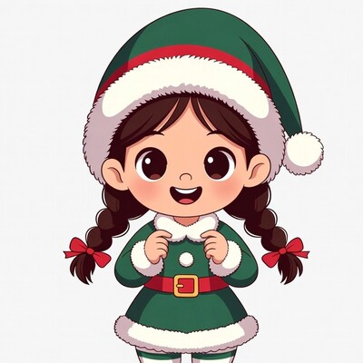 Cartoon girl in elf costume