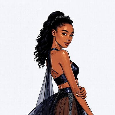 Woman in black dress