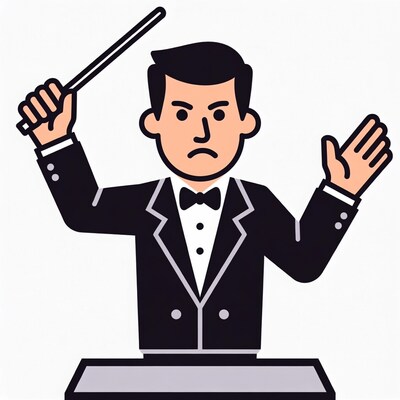 Conductor directing orchestra