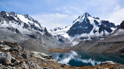 Mountain Lake with Snowy Peaks