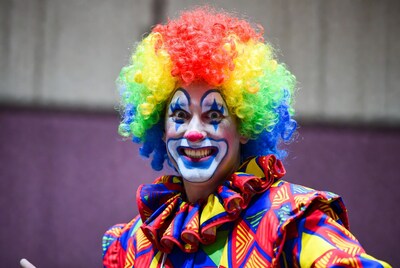 Clown with colorful wig