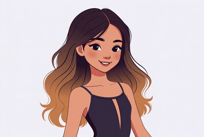 Young woman with long brown hair