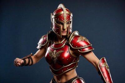 Woman in red armor
