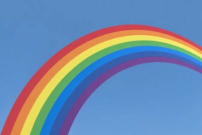 Rainbow on blue background