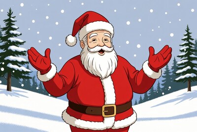 Santa Claus in snowy forest