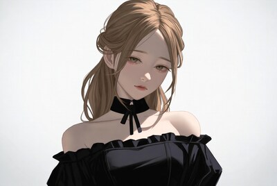 Young woman in black dress
