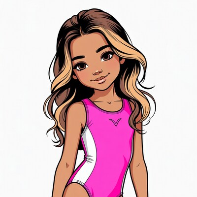 Young girl in pink leotard