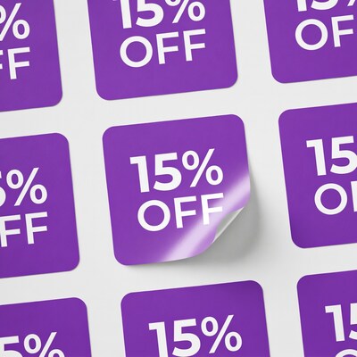 Purple 15 Percent Off Stickers
