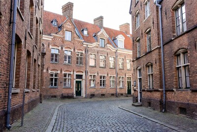 Historic brick buildings in courtyard