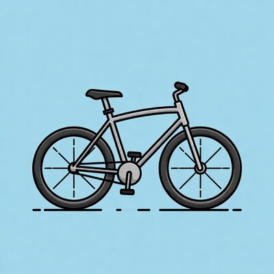 Gray bicycle on blue background
