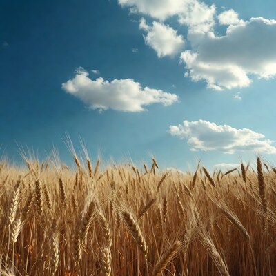 Golden Wheat Field Under Blue Sky