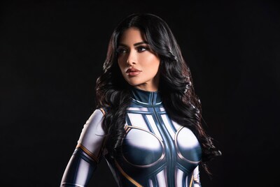 Woman in futuristic suit