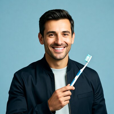 Man holding toothbrush