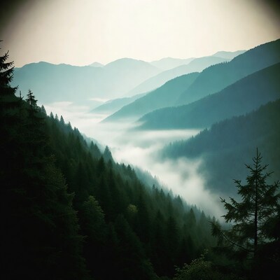 Misty Mountain Forest Landscape
