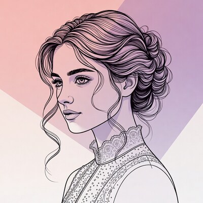 Woman with braided updo hairstyle
