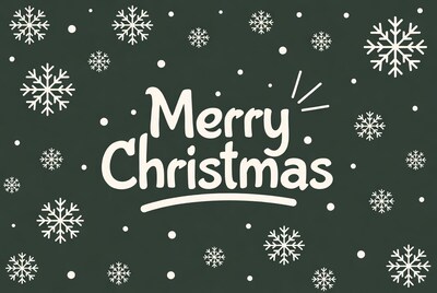 Merry Christmas Text with Snowflakes