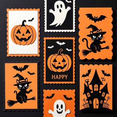 Halloween paper cutout cards