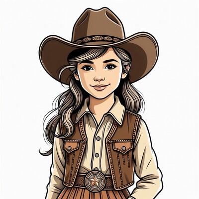 Cowgirl wearing brown hat