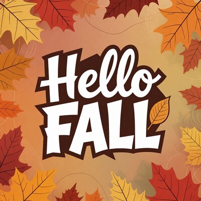 Hello Fall Autumn Leaves Illustration