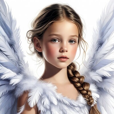 Young girl with angel wings