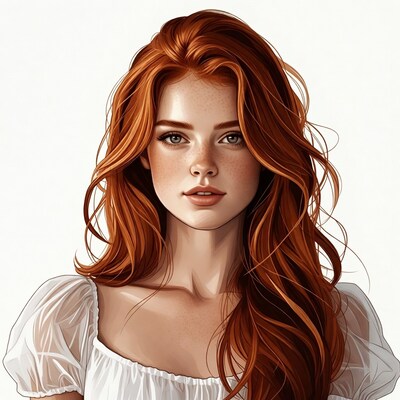 Redhead woman with freckles