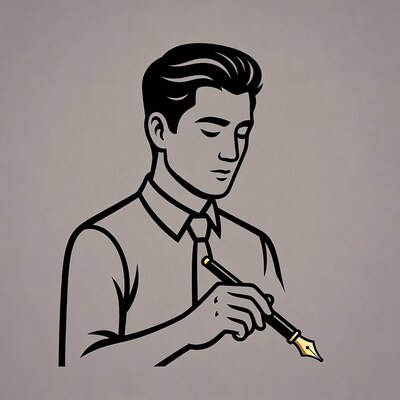 Man holding fountain pen