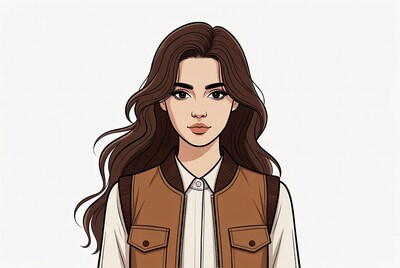 Young woman with long brown hair
