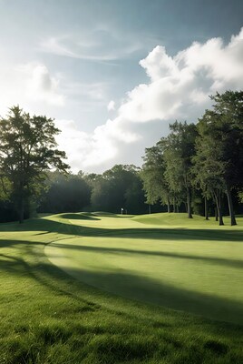 Golf course with trees and sky