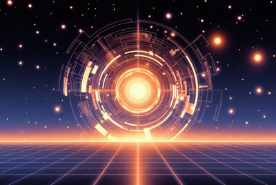 Futuristic digital interface in space