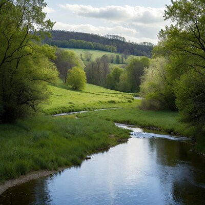 River winding through green valley