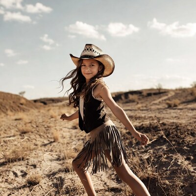 Girl in cowboy hat dancing