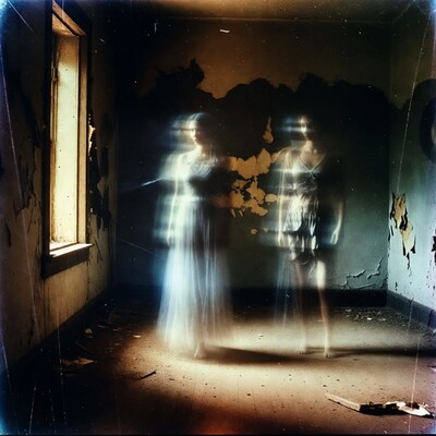Ghostly women in abandoned room