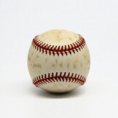 Used baseball on white background