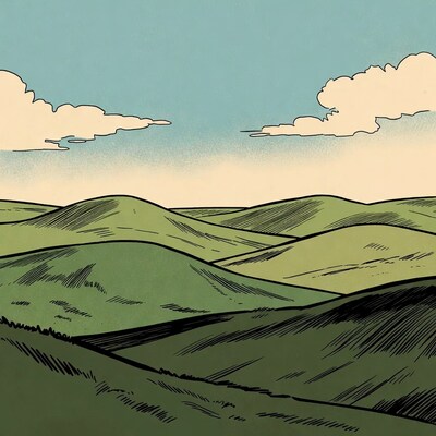 Green rolling hills landscape