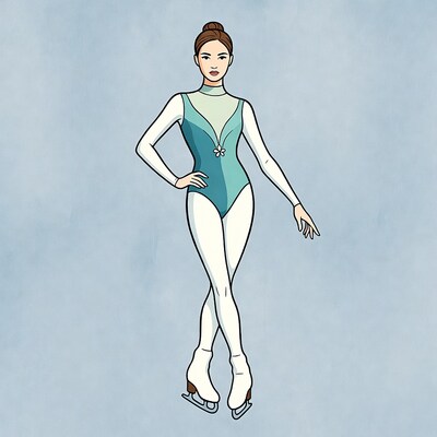 Figure skater in teal costume