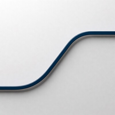 Blue curved line on white
