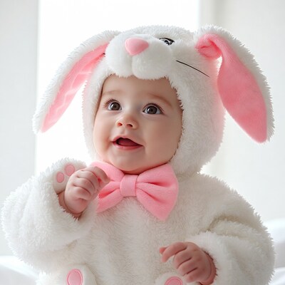 Baby in bunny costume