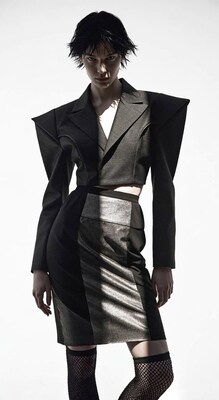 Woman in Avant Garde Black Outfit